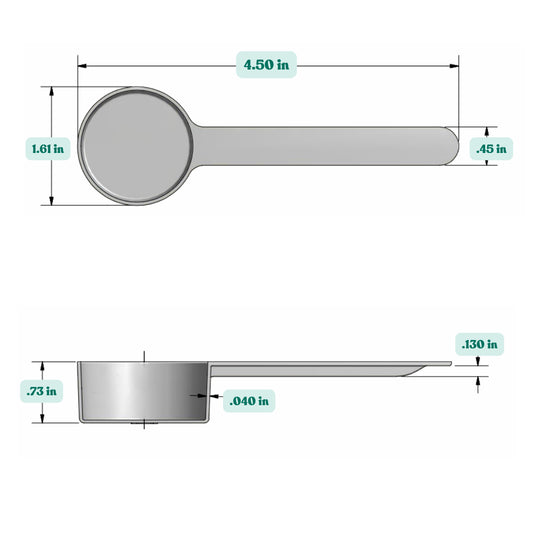 20 mL Plastic Measuring Scoop dimensions.