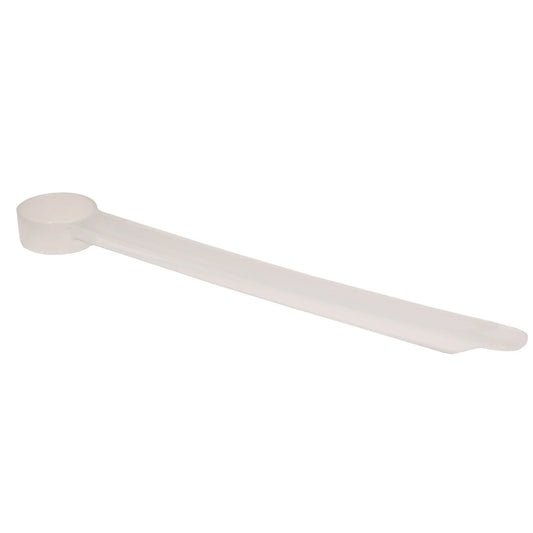 A clear plastic measuring scoop, 1 mL (1 cc), used for supplements, protein powder, liquid, or bulk dry ingredients