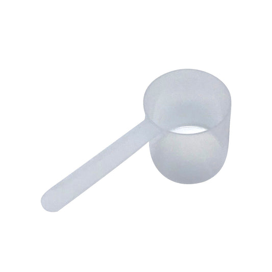 A clear plastic measuring scoop, 5 oz (148 cc), used for supplements, protein powder, liquid, or bulk dry ingredients