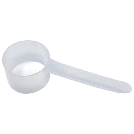 A clear plastic measuring scoop, 1.62 oz (48cc), used for supplements, protein powder, liquid, or bulk dry ingredients