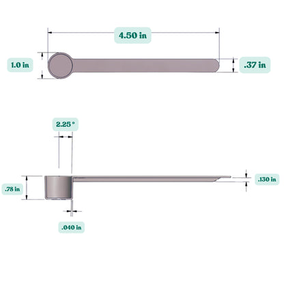 7.5 mL Plastic Measuring Scoop dimensions.