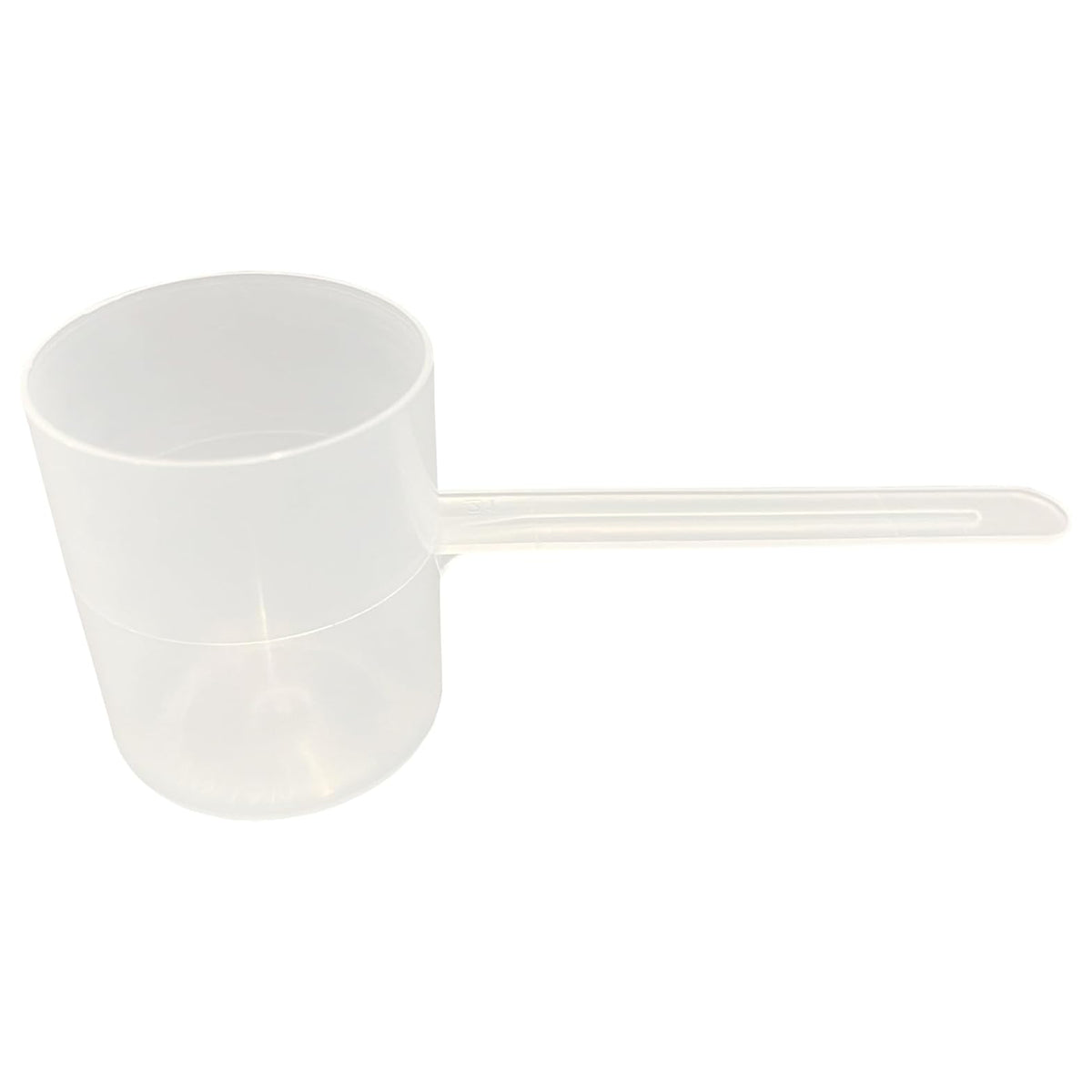 A clear plastic measuring scoop, 2.77 oz (82cc), used for supplements, protein powder, liquid, or bulk dry ingredients