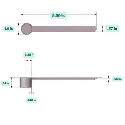 Graphic showing a 9 mL (9 cc) plastic measuring scoop with labeled height and width dimensions.