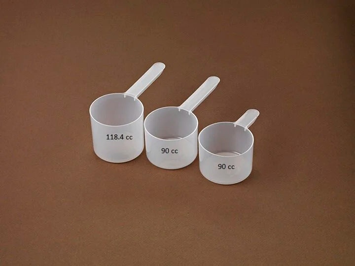 Three different sized measuring scoops.