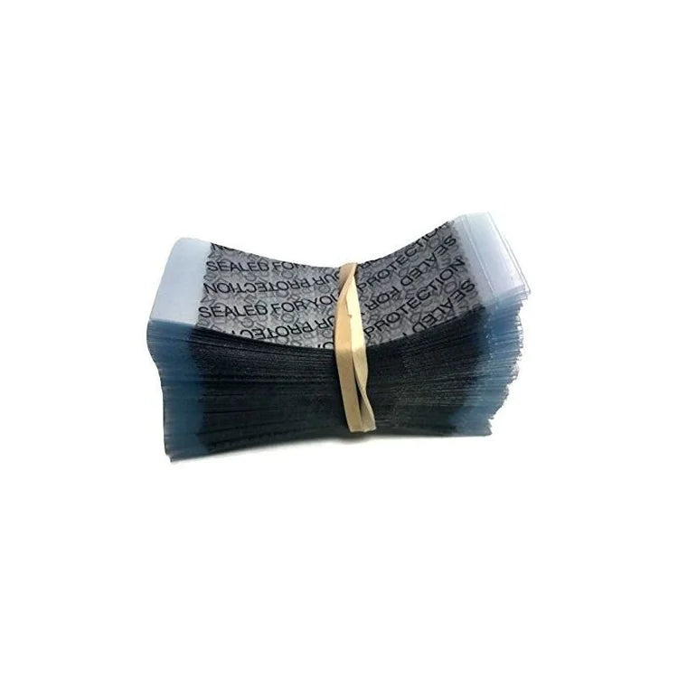 57 x 28 mm printed clear shrink band with black Sealed for Your Protection text