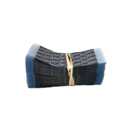 Clear Shrink Bands 66 x 25 mm - Black Print.