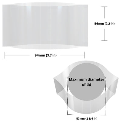 Clear Shrink Bands 94 x 56 mm dimensions and sizing guide.