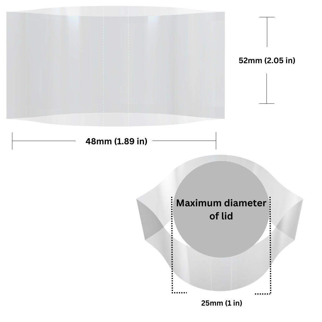 Green Shrink Bands 48 x 52 mm dimensions and sizing guide.